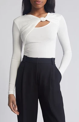 RUE SOPHIE Thessa Knot Detail Long Sleeve Knit Top in Off White at Nordstrom, Size Large