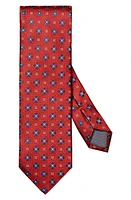 Eton Neat Floral Medallion Silk Tie in Medium Red at Nordstrom