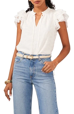 1.STATE Broderie Anglaise Flutter Sleeve Top New Ivory at Nordstrom,