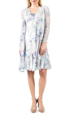 Komarov Floral Sleeveless Dress & Duster Silver Foliage at Nordstrom,