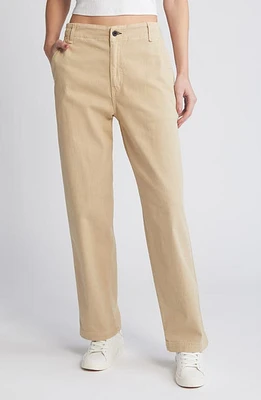 ASKK NY High Waist Relaxed Straight Leg Chinos in Khaki at Nordstrom, Size 28