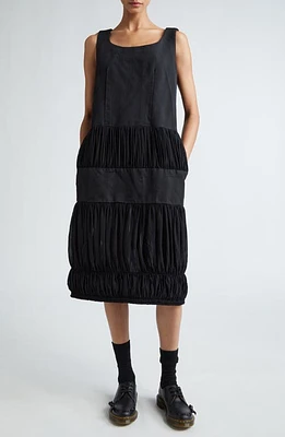 Comme des Garçons Comme des Garçons Ruched Georgette & Gabardine Cocktail Dress in Black at Nordstrom, Size Medium