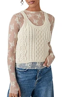 Free People High Tide Cable Stitch Cotton Sweater Tank at Nordstrom,