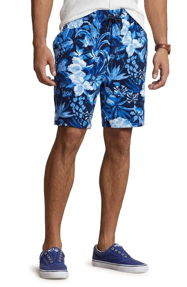 Polo Ralph Lauren Floral Stretch Terry Cloth Shorts in Jardin Floral/Navy at Nordstrom, Size Small