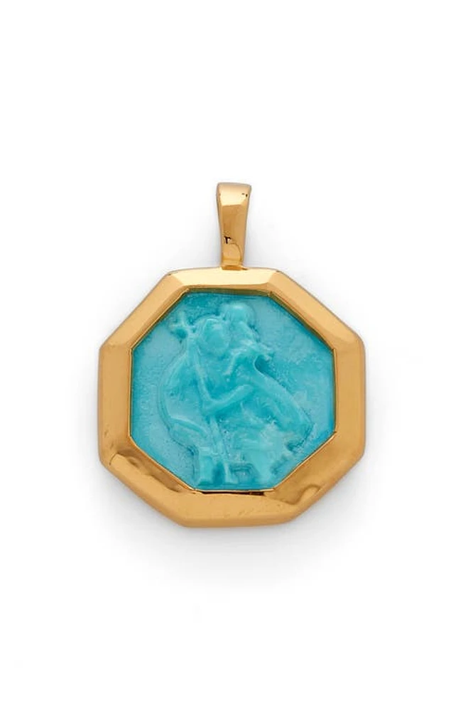 Monica Vinader Turquoise Saint Christopher Pendant Charm in 18Ct Gold Vermeil On Silver at Nordstrom