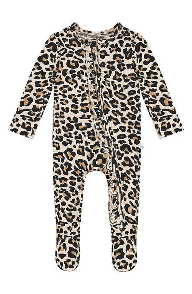 Posh Peanut Lana Leopard Ruffle Footie at Nordstrom,