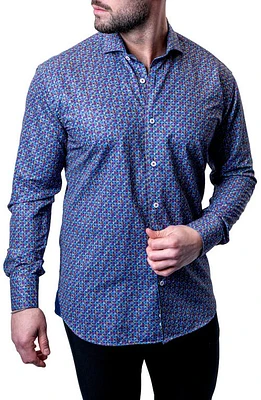 Maceoo Einstein Check Mate Contemporary Fit Button-Up Shirt Blue Multi at Nordstrom,