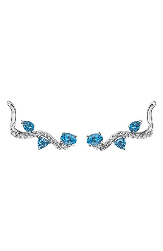 Hueb Mirage Diamond & Blue Topaz Ear Climbers in White Gold at Nordstrom