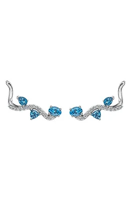 Hueb Mirage Diamond & Blue Topaz Ear Climbers in White Gold at Nordstrom