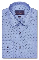 David Donahue Trim Fit Neat Dress Shirt Blue at Nordstrom,