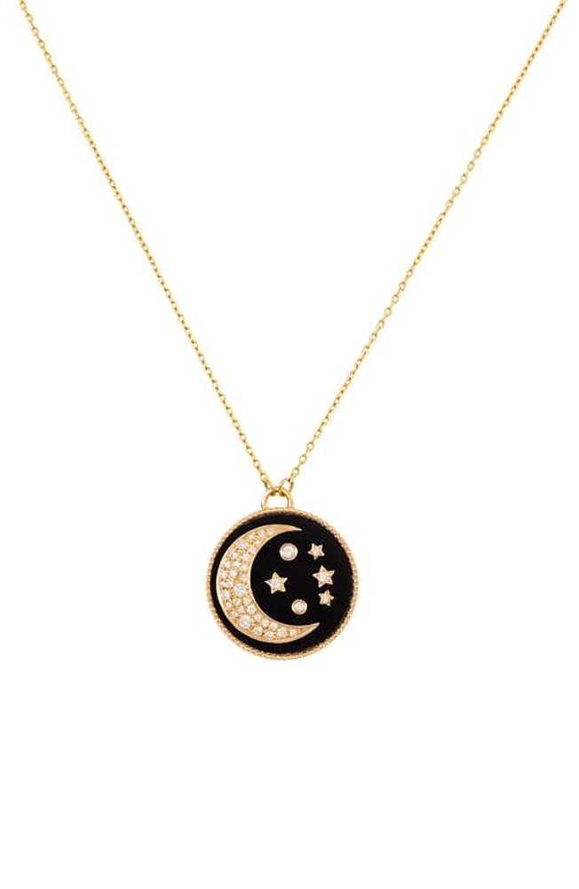 L'Atelier Nawbar Mini Moonlight Pendant Necklace in Onyx at Nordstrom, Size 16.5