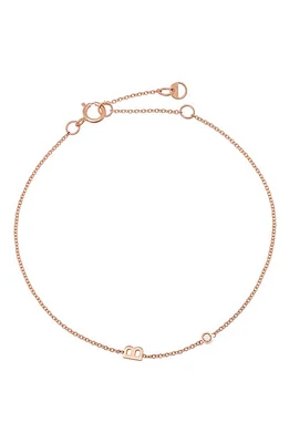 BYCHARI Initial & Diamond Bracelet in 14K Rose Gold-B at Nordstrom