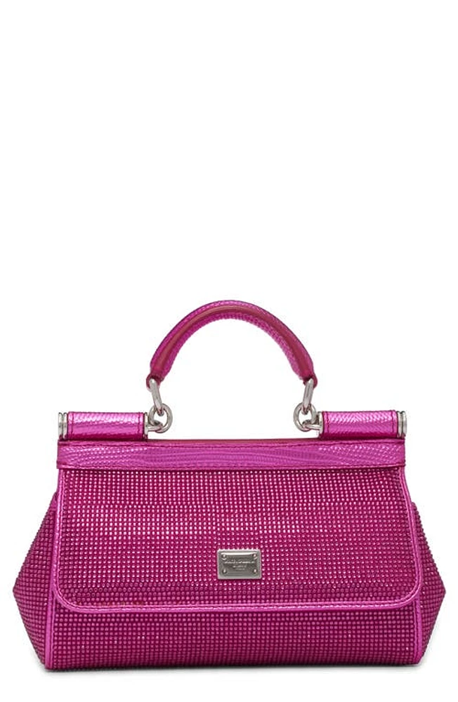 Dolce & Gabbana Small Sicily Satin & Rhinstone Handbag in Fuchsia at Nordstrom