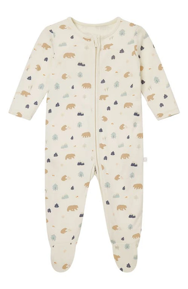 MORI Bear Print Zip-Up Romper at Nordstrom