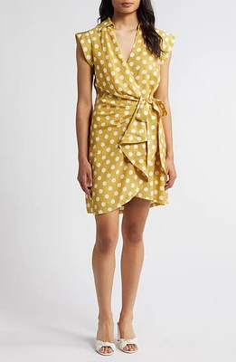 BTFL-life Polka Dot Wrap Dress Yellow Multi at Nordstrom,