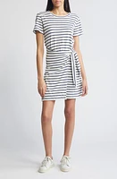 Rails Edie Stripe Tie Waist T-Shirt Dress Ivory Navy at Nordstrom,