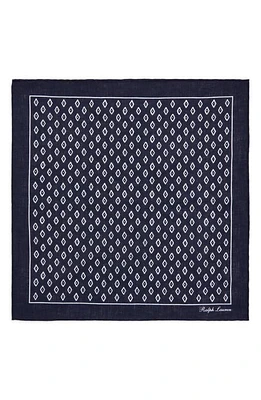 Ralph Lauren Purple Label Diamond Linen Pocket Square in Navy at Nordstrom