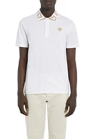 Versace Metallic Greca Collar Piqué Polo at Nordstrom,