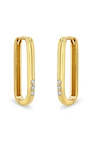 Zoë Chicco Three Diamond Oval Hoop Earrings in 14K Yellow Gold at Nordstrom