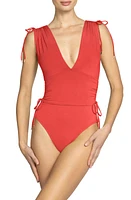 Robin Piccone Aubrey V-Neck One-Piece Swimsuit at Nordstrom,