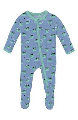 KicKee Pants Frog Print Fitted One-Piece Pajamas Dream Blue Bespeckled Frogs at Nordstrom,