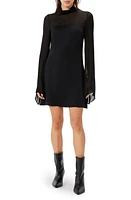 Sophie Rue Marceau Long Sleeve Chiffon Minidress Black at Nordstrom,