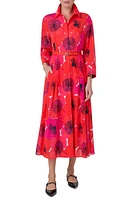 Akris Poppy Print Belted Cotton Shirtdress at Nordstrom,