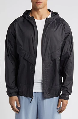 Nike Running Division Hooded Nylon Jacket Black/Black at Nordstrom,