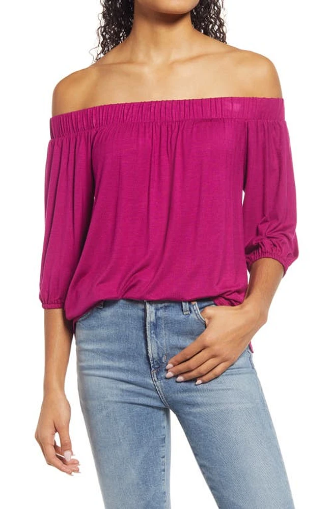 Loveappella Off the Shoulder Top in Magenta at Nordstrom, Size X-Small