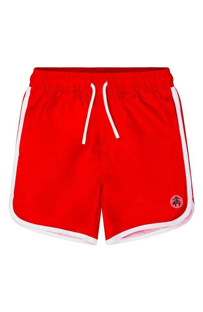 Brooks Brothers Kids' Scallop Swim Trunks Red at Nordstrom,