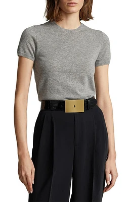 Polo Ralph Lauren Cashmere Short Sleeve Sweater in Battalion Grey Heather at Nordstrom, Size Xx-Small