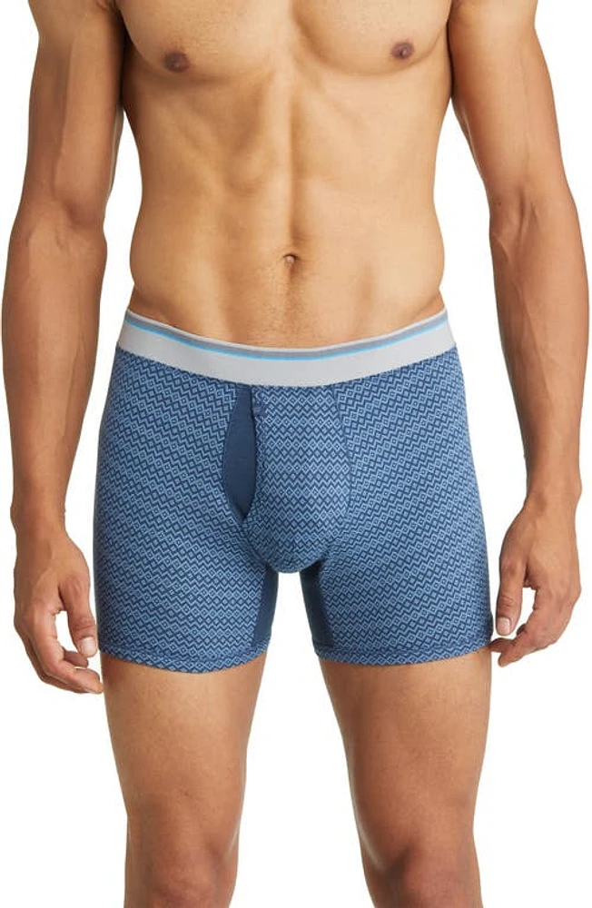 Mack Weldon 18 Hour Jersey Boxer Briefs in True Navy/Chambray-Fair Isle at Nordstrom, Size Small