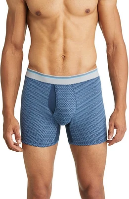 Mack Weldon 18 Hour Jersey Boxer Briefs in True Navy/Chambray-Fair Isle at Nordstrom, Size Small