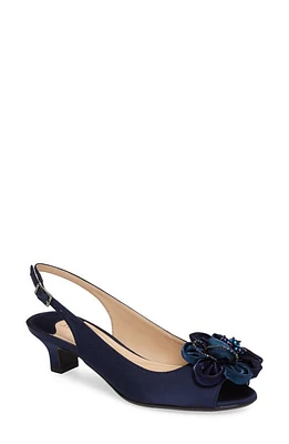 J. Reneé Leonelle Kitten Heel Slingback Sandal Navy Satin at Nordstrom,