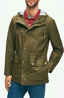 Brooks Brothers Out Bonded Hooded Jacket Olive/Blue Stripe at Nordstrom,