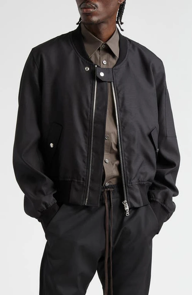 JKEEFER Breakdown Wool & Silk Bomber Jacket Black at Nordstrom,