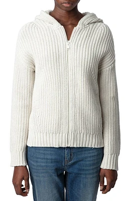 Zadig & Voltaire Anya Rainbow Cotton Zip-Up Hoodie Ecru at Nordstrom,