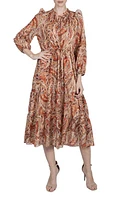 Julia Jordan Print Metallic Midi Dress Sand Multi at Nordstrom,