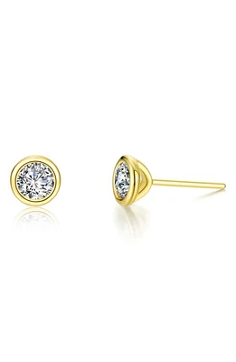 Lafonn Bezel Set Simulated Diamond Stud Earrings in White/Gold at Nordstrom