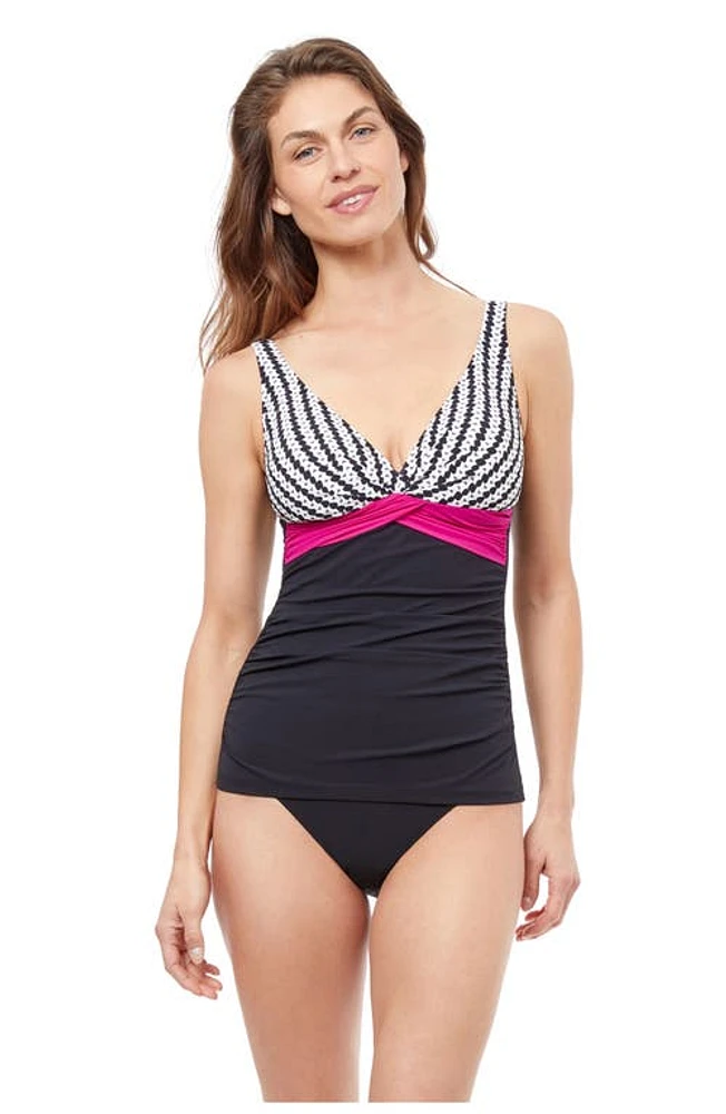 Profile By Gottex Enya D-cup Tankini Swim Top Black Multi at Nordstrom,