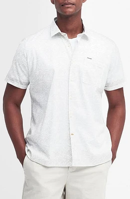 Barbour Horsehill Regular Fit Leaf Print Short Sleeve Button-Up Shirt Ecru at Nordstrom,