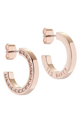 Ted Baker London Senatta Reversible Crystal Hoop Earrings in Rose Gold Tone Clear Crystal at Nordstrom