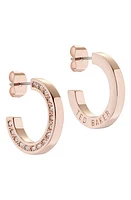 Ted Baker London Senatta Reversible Crystal Hoop Earrings in Rose Gold Tone Clear Crystal at Nordstrom