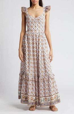 Cleobella Nica Ruffle Organic Cotton Maxi Sundress Marrakesh Print at Nordstrom,