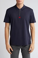 HUGO Deresom Zip Polo Dark Blue at Nordstrom,