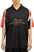 PLEASURES Mind Oversize V-Neck Mesh Soccer Jersey Black at Nordstrom,