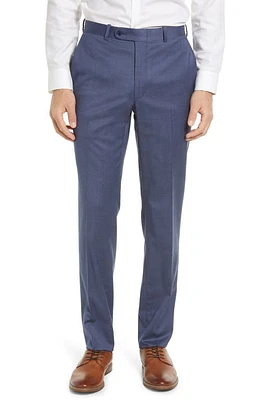 Peter Millar Harker Flat Front Solid Stretch Wool Dress Pants Mid Blue at Nordstrom,