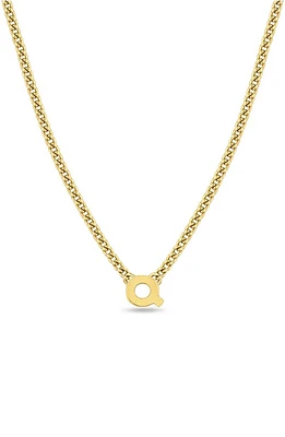 Zoë Chicco Curb Chain Initial Pendant Necklace in Yellow Gold-Q at Nordstrom, Size 16