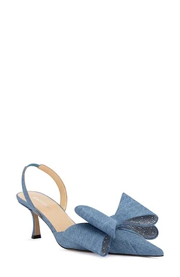 Mach & Le Cadeau Bow Pointed Toe Slingback Pump Denim Blue at Nordstrom,