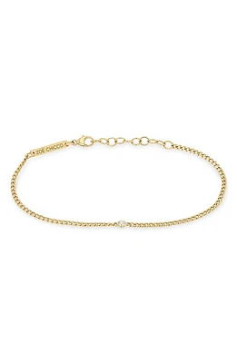 Zoë Chicco Floating Diamond Curb Chain Bracelet in 14K Yellow Gold at Nordstrom, Size 7